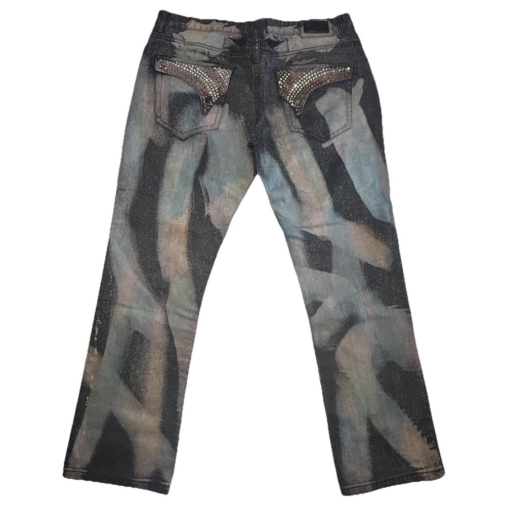 Robin's Jean Motard SF5475 Studded Wing Pocket Distressed‎ Biker Denim Jeans 40